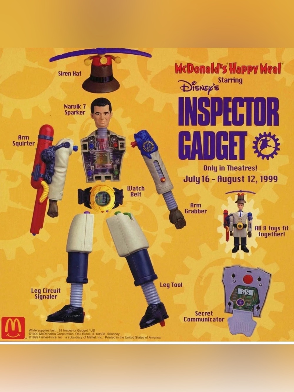 McDonalds Inspector Gadget Toys Happy Meal Display 1999 Complete Sealed Set Of 8